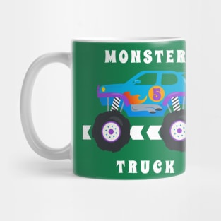 Vector illustration of monster truck with cartoon style. Mug